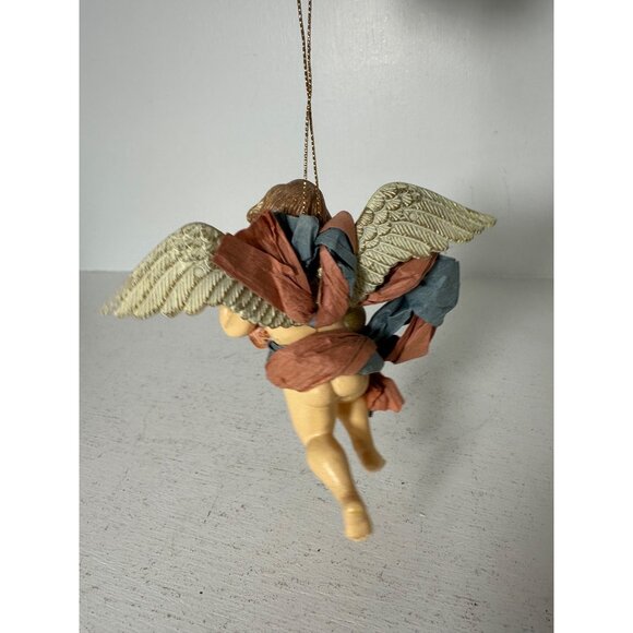 Vintage Handcrafted Angel Cherub Ornament With Guitar & Wings - Picture 3 of 7